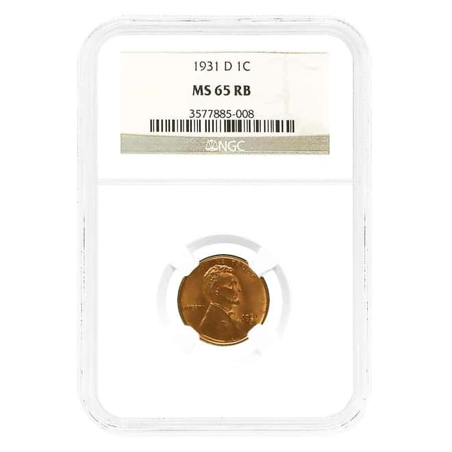 1931-D Lincoln Wheat Penny 1 Cent NGC MS 65 RB