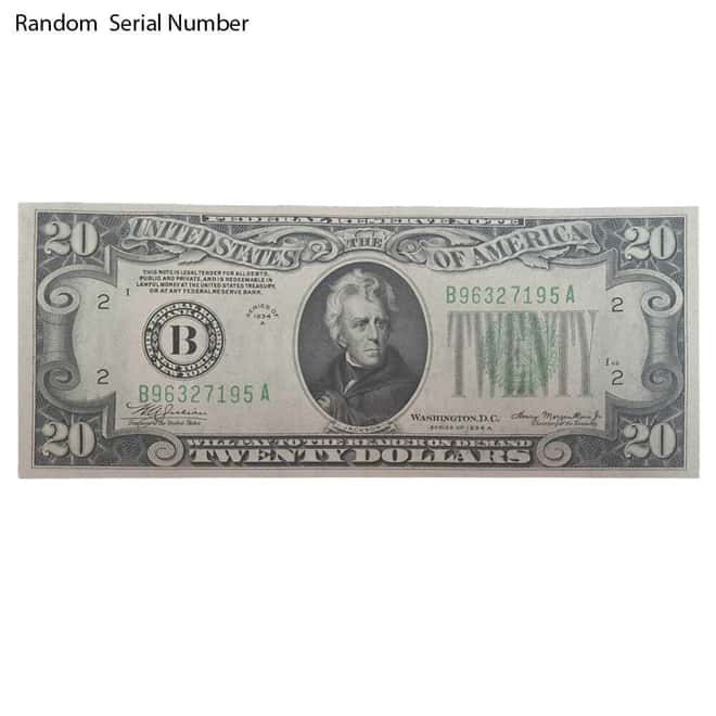 1934 $20 Federal Reserve Note United States AU/CU