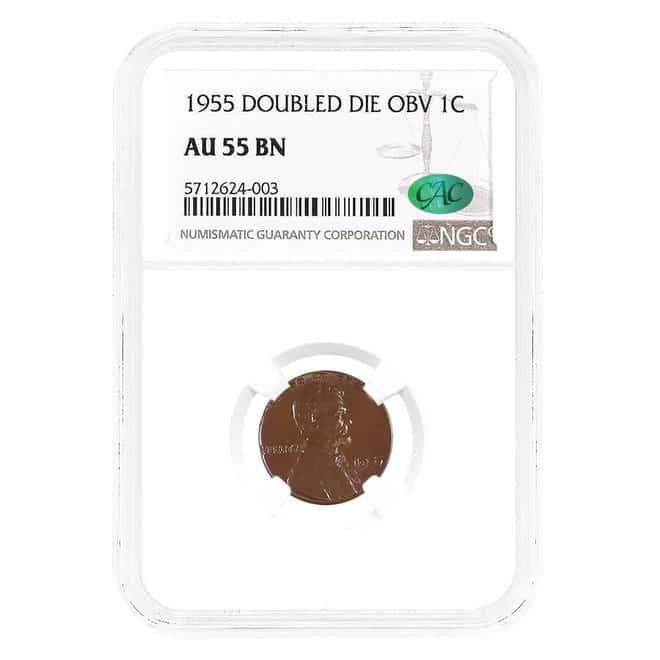 1955 Lincoln Wheat Penny 1 Cent Doubled Die Obv NGC AU 55 BN CAC
