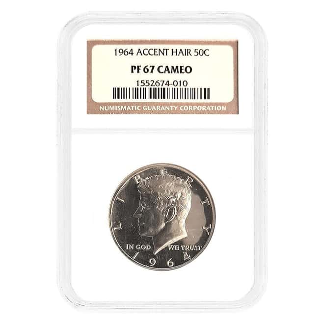 1964 Proof Kennedy Silver Half Dollar 50C Accent Hair PF 67 Cameo