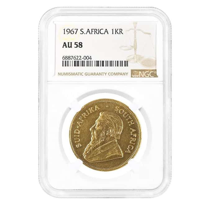 1967 South Africa 1 oz Gold Krugerrand NGC AU 58