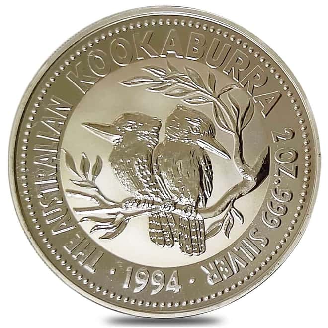 1994 2 oz Silver Australian Kookaburra Perth Mint .999 Fine BU
