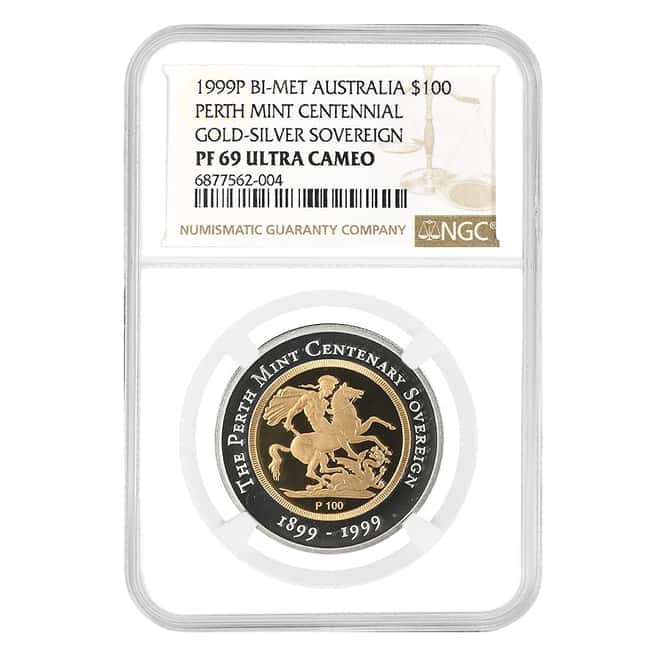 1999 Australia Proof Gold/Silver Sovereign Centennial NGC PF 69 UCAM