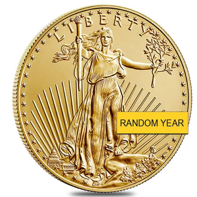 Roll of 50 - 1/10 oz Gold American Eagle $5 Coin BU (Random Year)