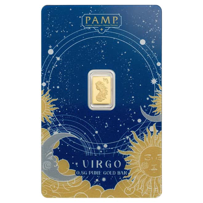 1/2 Gram PAMP Suisse Virgo Zodiac Gold Bar (in Assay)