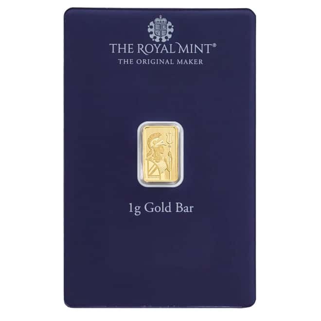 1 gram Britannia Gold Bar Best Wishes .9999 Fine (In Assay)