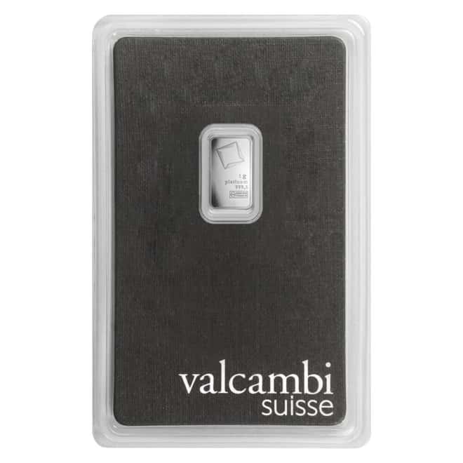 1 Gram Platinum Bar - Valcambi Suisse .9995 Fine (in Assay)