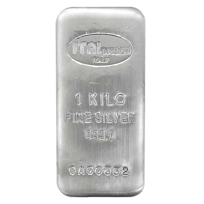 1 Kilo Italpreziosi Italian Silver Cast Bar .999 Fine