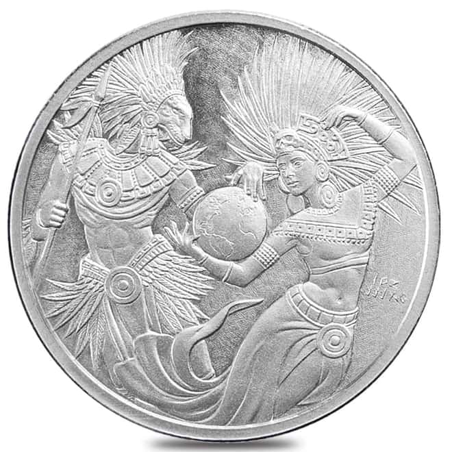 1 oz Aztec Yin Yang Silver Round .999 Fine