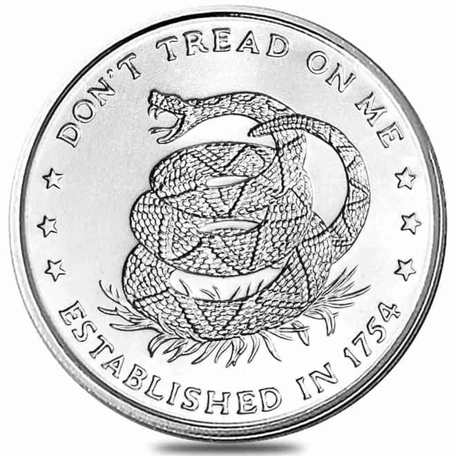 1 oz Don't Tread On Me Silver Round .999 Fine