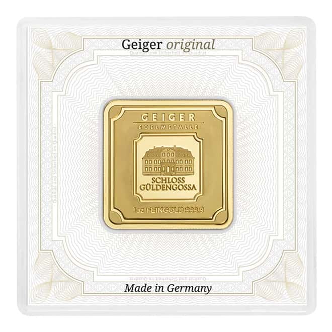 1 oz Geiger Original Square Gold Bar (In Assay)