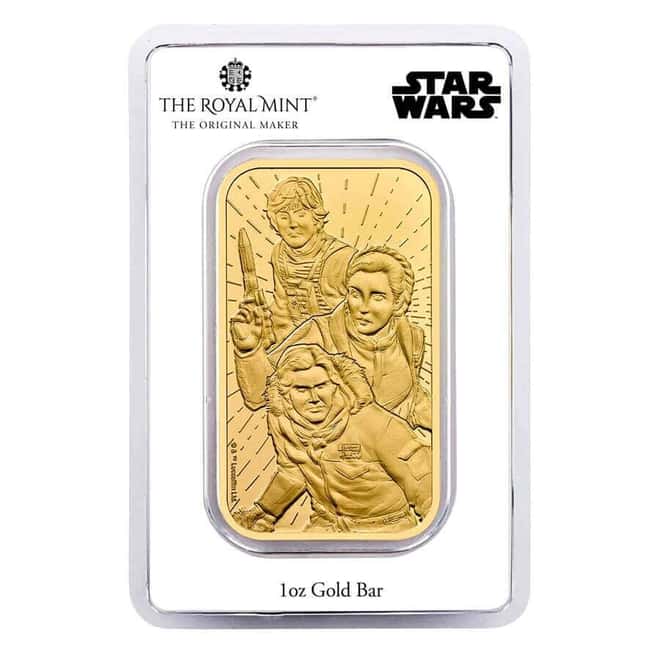 1 oz Royal Mint Star Wars Light Side Gold Bar .9999 Fine (in Assay)