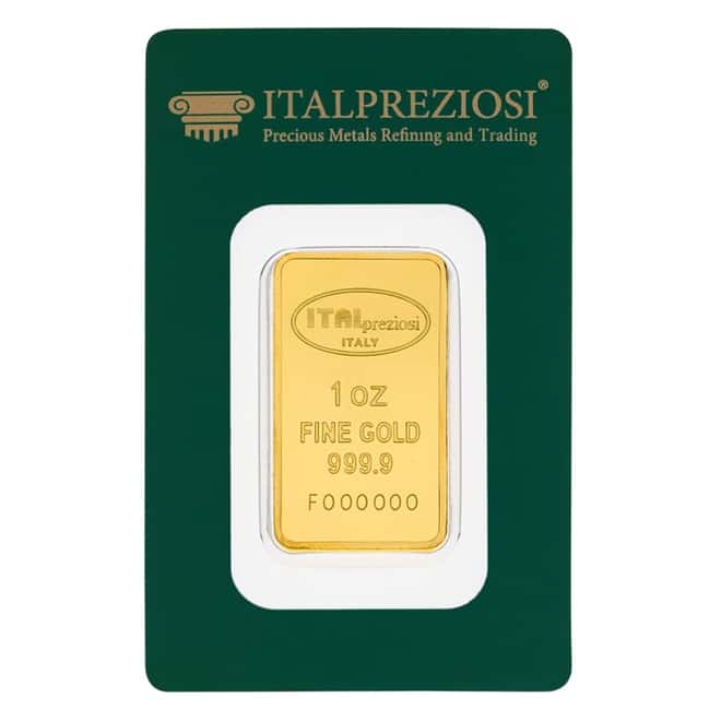 1 oz Italpreziosi Italian Gold Bar .9999 Fine (In Assay)