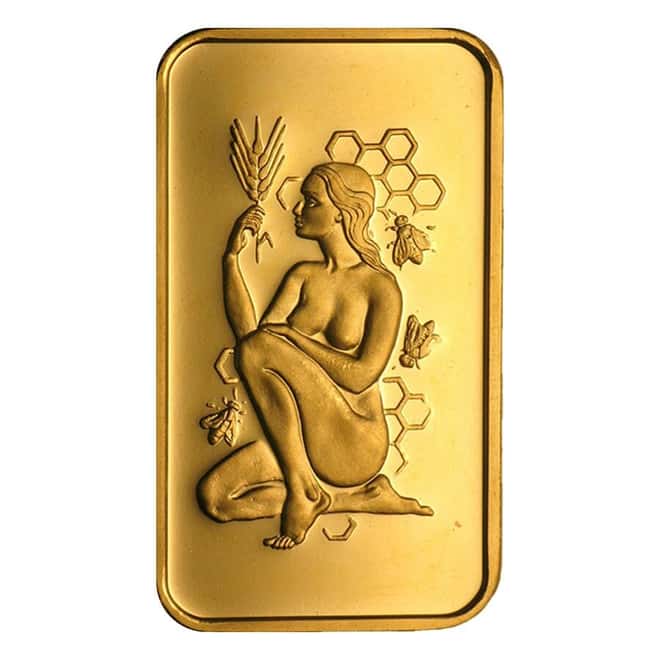 1 oz Pamp Suisse Lady of the Beehive Gold Bar .9999 Fine