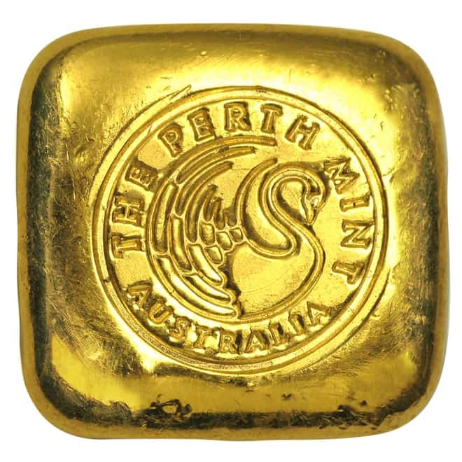 1 oz Perth Mint Cast Gold Button Bar .9999 Fine
