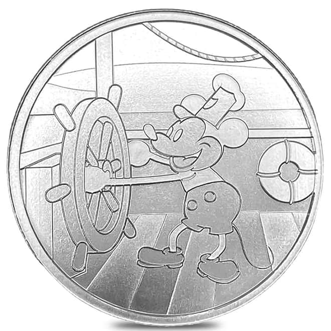 Tube of 20 - 1 oz Steamboat Willie Captain Silver Round .999 Fine