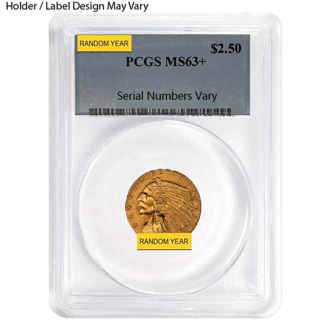 $2.5 Gold Quarter Eagle Indian Head PCGS MS 63+ (Random Year)