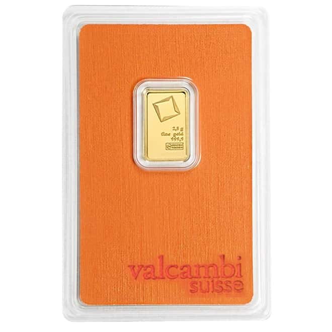 2.5 Gram Gold Bar Valcambi Suisse .9999 Fine (in Assay)