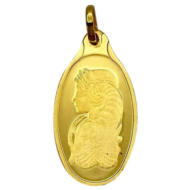 2.5 gram Gold PAMP Suisse Lady Fortuna Oval Pendant .9999 Fine