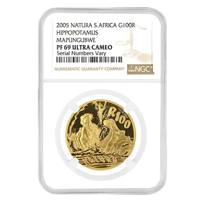 2005 South Africa 1 oz Gold Hippopotamus Mapungubwe NGC PF 69