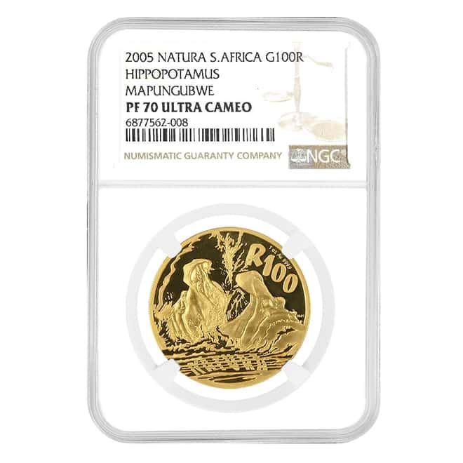 2005 South Africa 1 oz Gold Hippopotamus Mapungubwe NGC PF 70
