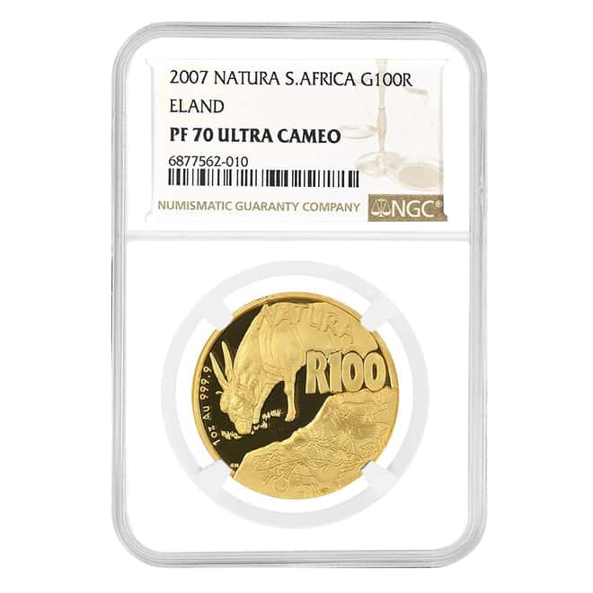 2007 South Africa 1 oz Gold Eland 100 Rand NGC PF 70 UCAM