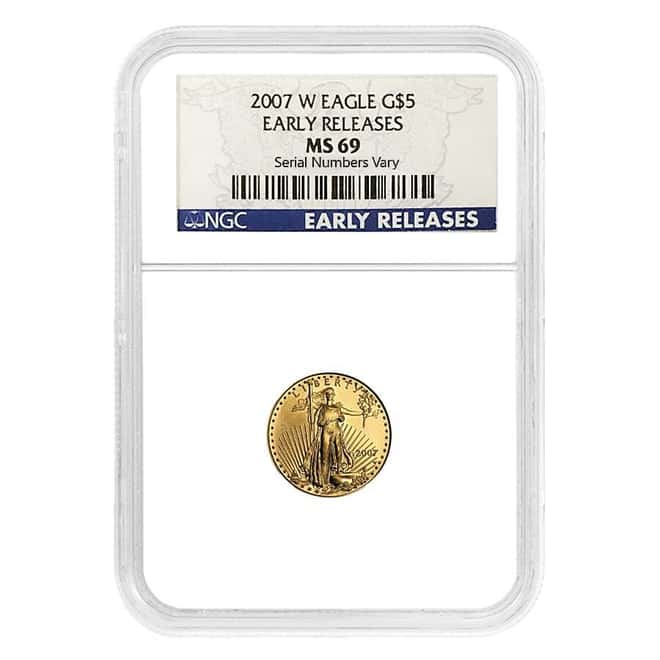 2007 W 1/10 oz $5 Burnished Gold American Eagle NGC MS 69 Early Releases