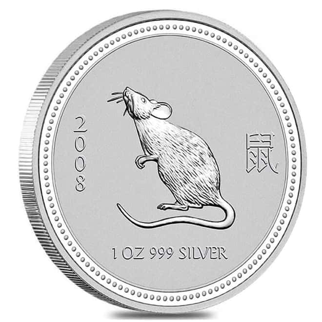 2008 1 oz Silver Lunar Mouse BU Australian Perth Mint (Series I)