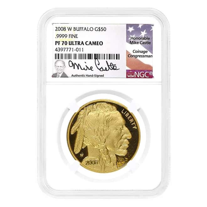 2008-W 1 oz $50 Proof Gold American Buffalo NGC PF 70 UCAM (Castle)