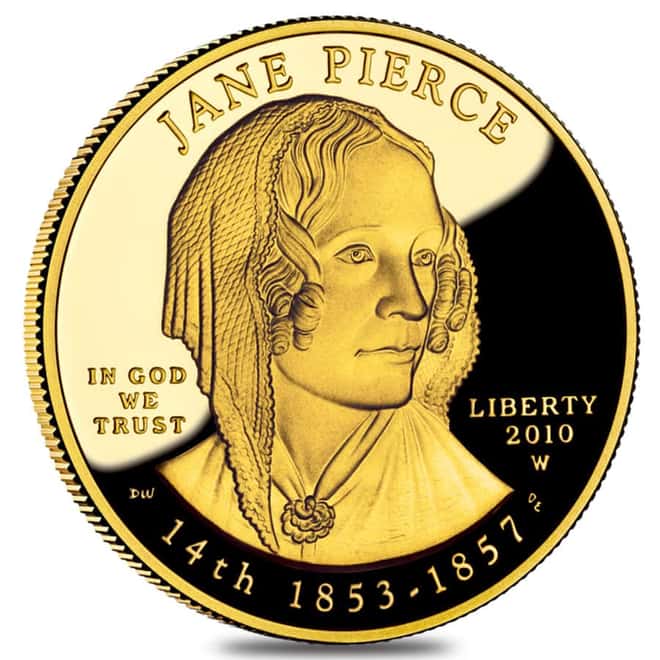 2010 W 1/2 oz $10 First Spouse Jane Pierce Proof Gold Coin (w/Box & COA)