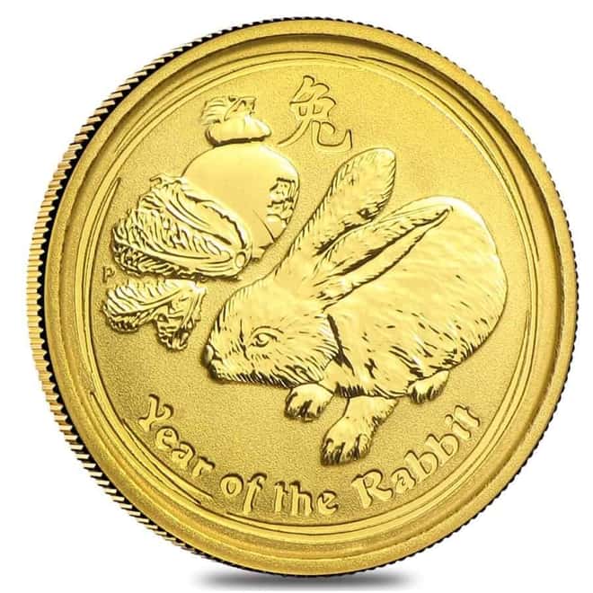 2011 1/20 oz Gold Lunar Year of The Rabbit BU Australia Perth Mint In Cap