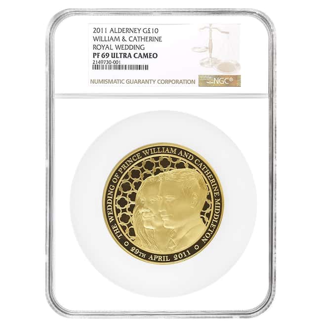 2011 Alderney 5 oz Gold Royal Wedding William & Catherine Coin NGC PF 69