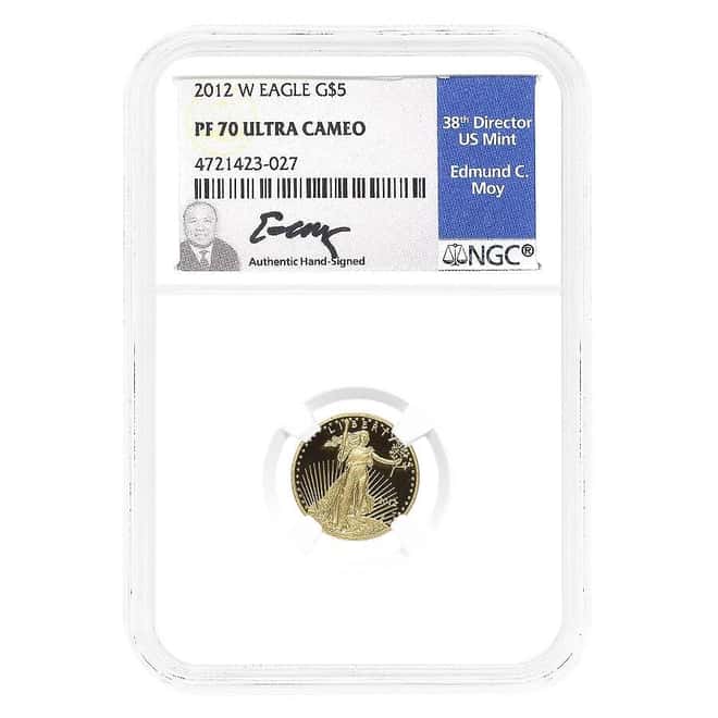 2012-W 1/10 oz $5 Proof Gold American Eagle NGC PF 70 UCAM (Moy)