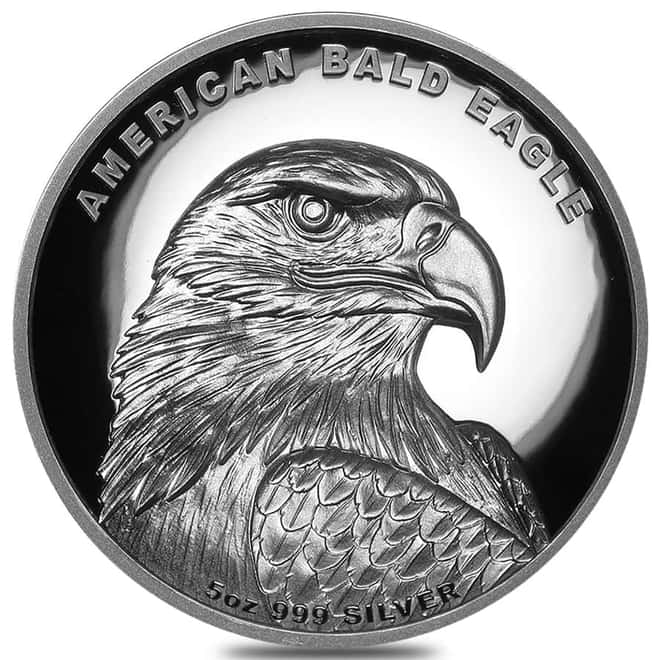 2014 5 oz Tuvalu Proof Silver American Bald Eagle Coin Perth Mint