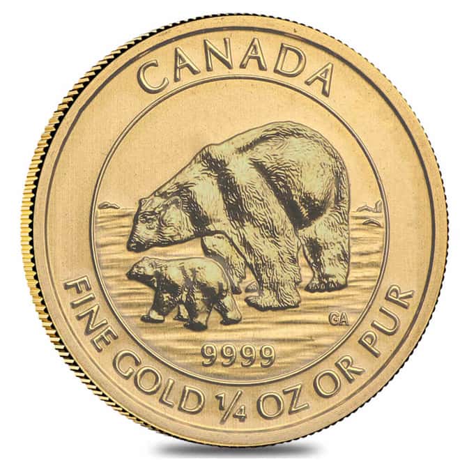 2015 1/4 oz $10 Canadian Gold Polar Bear and Cub .9999 Fine BU (Sealed)