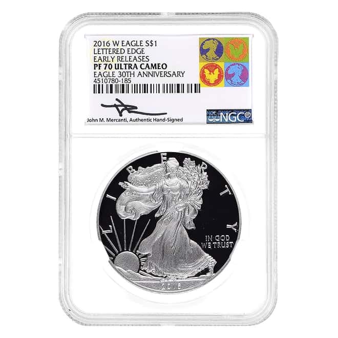 2016-W 1 oz Proof Silver American Eagle 30th Ann. NGC PF 70 ER (Mercanti)