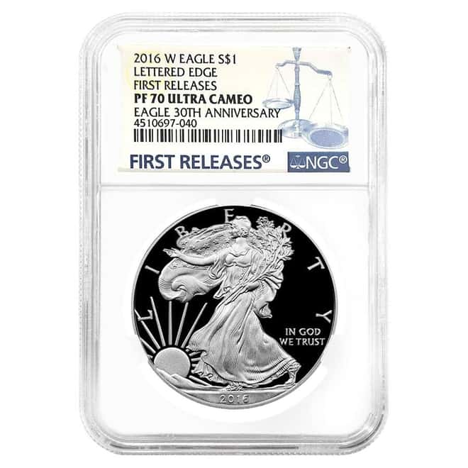 2016-W 1 oz Proof Silver American Eagle NGC PF 70 First Releases - 30th Anniv