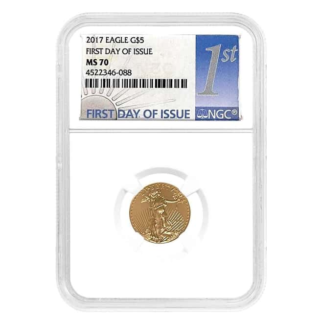 2017 1/10 oz $5 Gold American Eagle NGC MS 70 FDOI