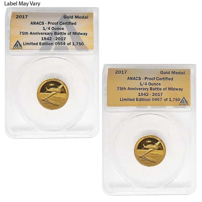 2017 1/4 oz Battle of Midway 75th Ann. Gold Medal ANACS Proof