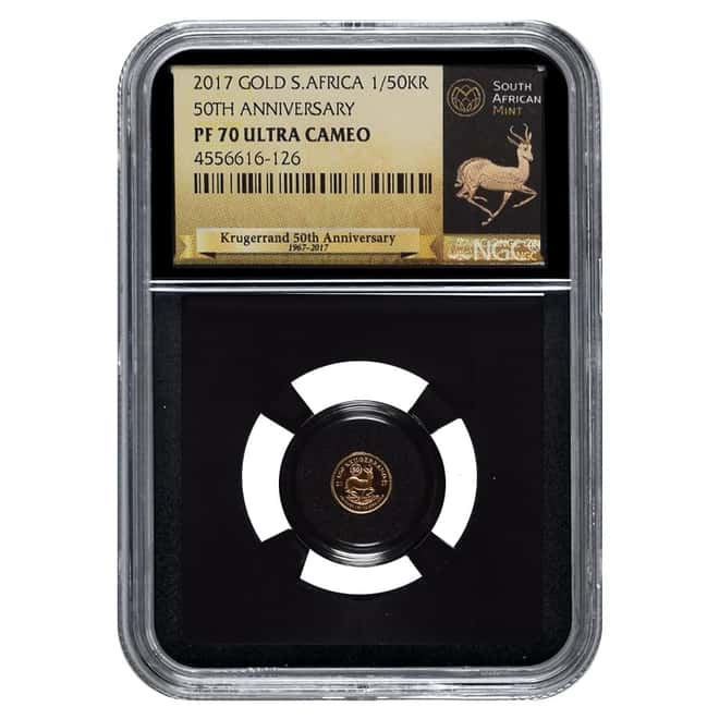 2017 South Africa 1/50 oz Gold Krugerrand 50th Ann. NGC PF 70