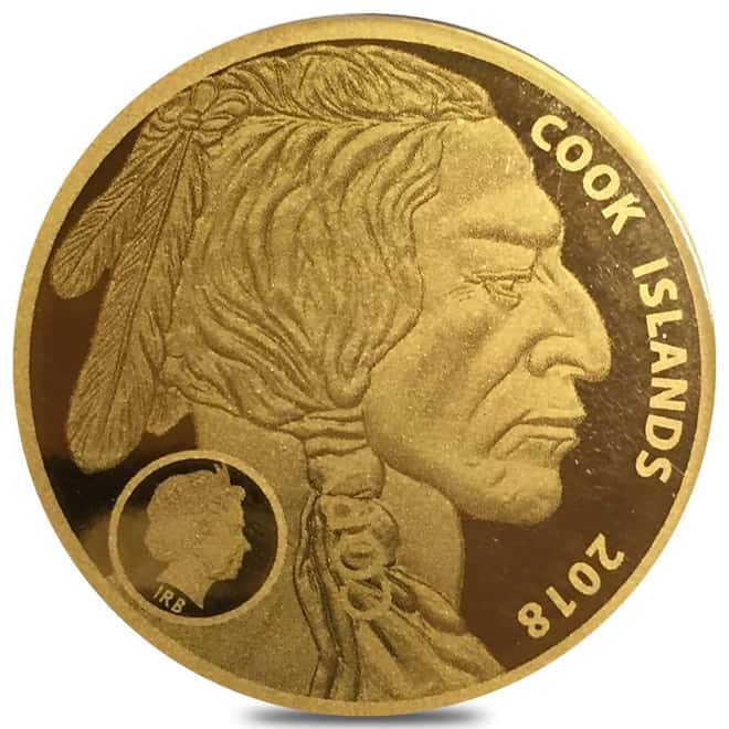 2018 Cook Islands 1/5 gram Buffalo Gold Coin .9999 Fine