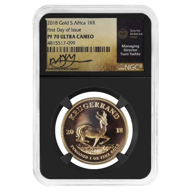 2018 South Africa 1 oz Proof Gold Krugerrand NGC PF 70 FD (Tumi Tsehlo)