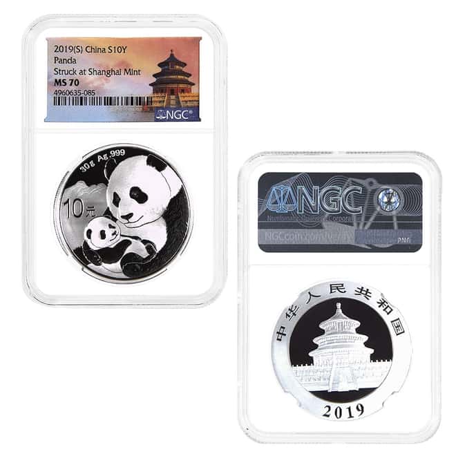 2019 China 30 gram Silver Panda 3-Coin Set NGC MS 70