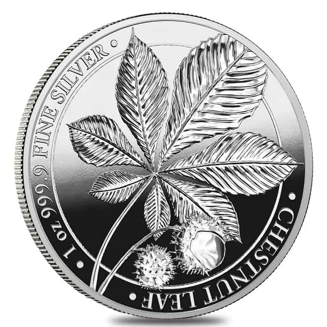 2021 1 oz Germania Proof Chestnut Leaf 5 Mark Silver Coin