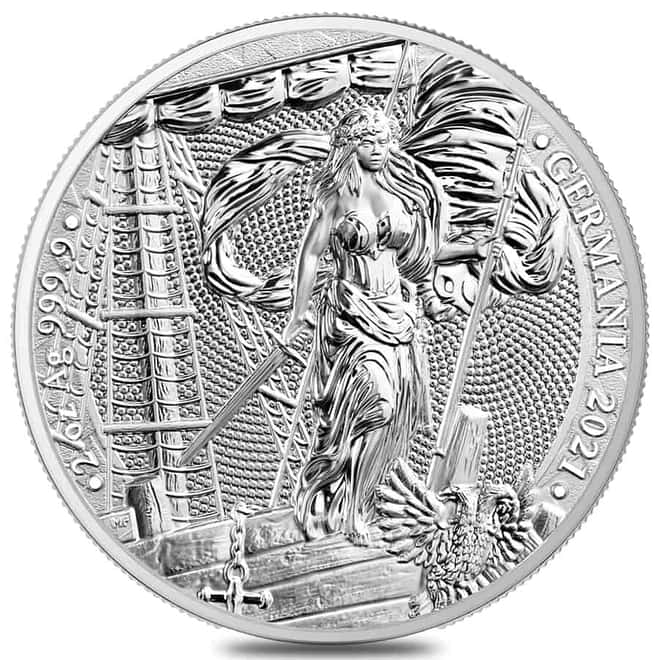 2021 2 oz Germania 10 Mark Silver Coin .9999 Fine