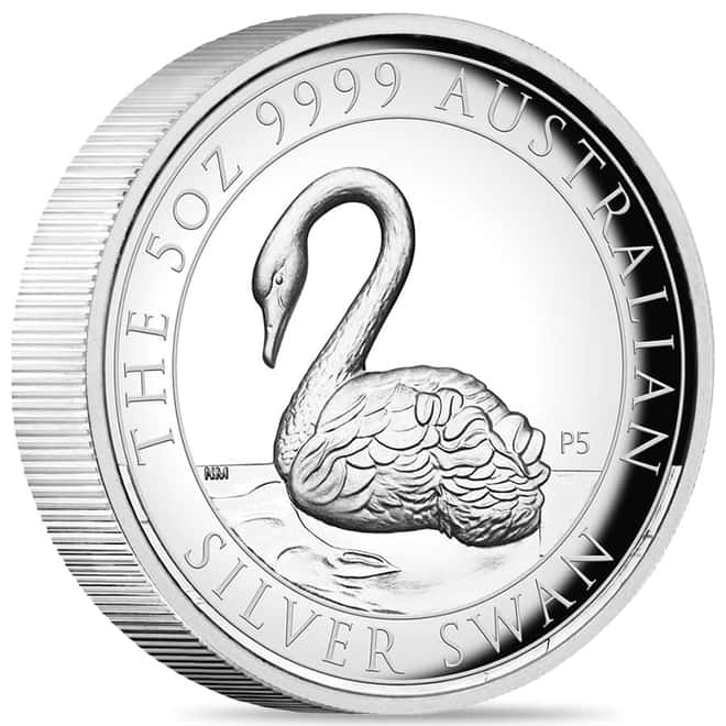 2021 5 oz Proof High Relief Silver Australian Swan Perth Mint