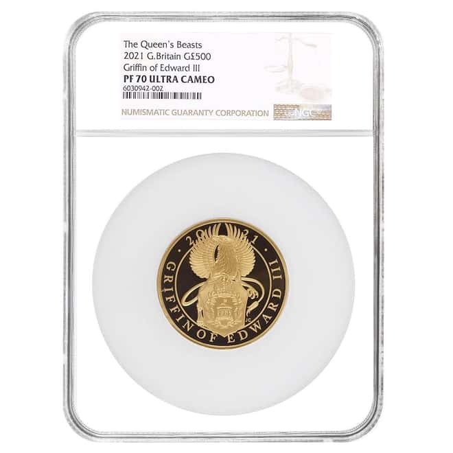 2021 GB 5 oz Proof Gold Queen's Beasts Griffin Coin NGC PF 70