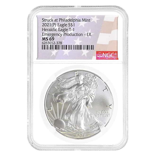 2021 (P) 1 oz Silver American Eagle NGC MS 69 ER (35th Anniv) Emergency Production