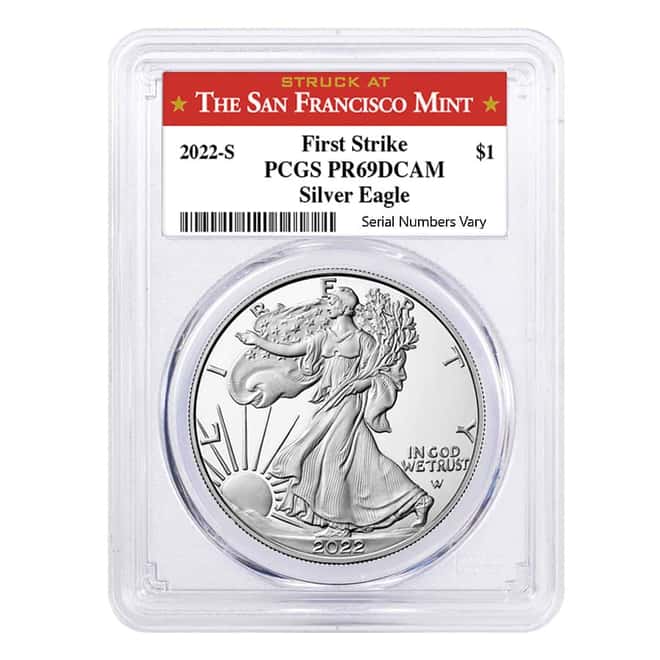 Box of 20 - 2022-S 1 oz Proof Silver American Eagle PCGS PF 69 FS (SF Label)