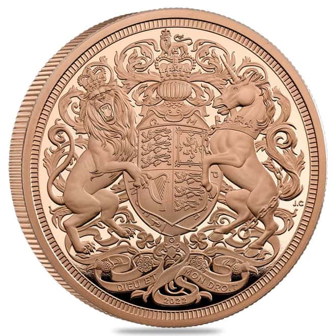 2022 UK Gold Five Sovereign Piece BU - Queen Elizabeth II Memorial Coin (w/Box & COA)
